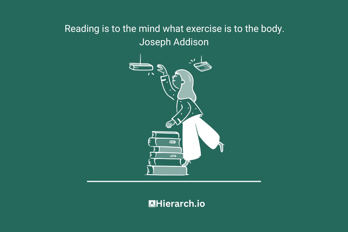 HierarchOffic's tweet photo. Reading is to the mind what exercise is to the body. - Joseph Addison #buildinpublic #startup #agency #saas #building #business https://t.co/U3etEHXrxz