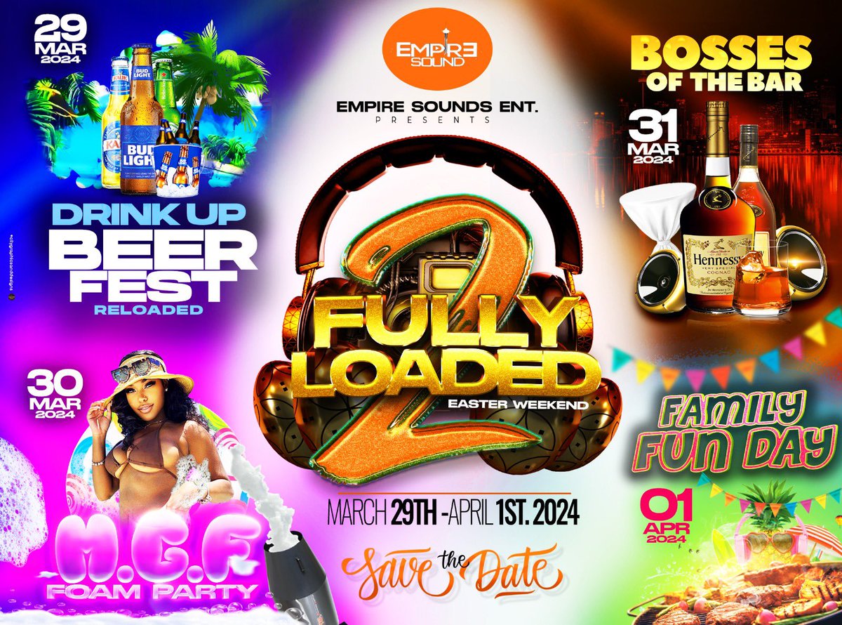 Abaco Get Ready 📍Bigger and  better than before ..  Empire Sounds present the 2ND ANNUAL Fully loaded Easter 🐣 Weekend  3 Nights and 1 Day of FUN 🤩 Good Vibes Drink up BeerFest ,MGF FOAM party  , BOSSES OF THE BAR AND THE FAMILY FUNDAY it going be and Epic Weekend…