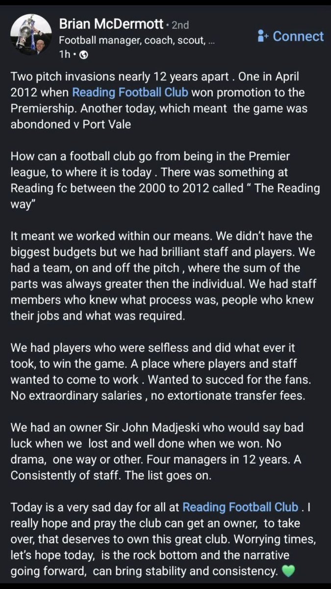 alex_crook's tweet photo. Well said Brian McDermott. Utterly shameful and heartbreaking what is happening at #ReadingFC. Football clubs are for life not just a play thing for any old charlatan. Serious questions for the authorities over how it has been allowed to reach such grim depths. https://t.co/5mWnRPyXQx
