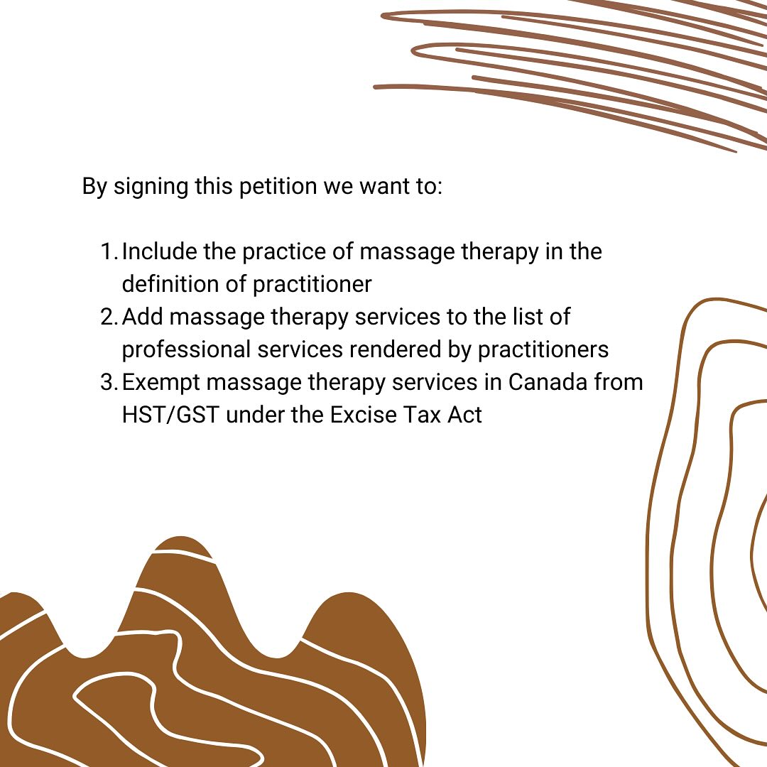 PM_Wellness_Ctr's tweet photo. Help CMTA advocate to government for exemption of GST/HST on Massage Therapy services!

https://t.co/xuQ77kAwXl

Sign by March 31, 2024 https://t.co/llawdtrhzz