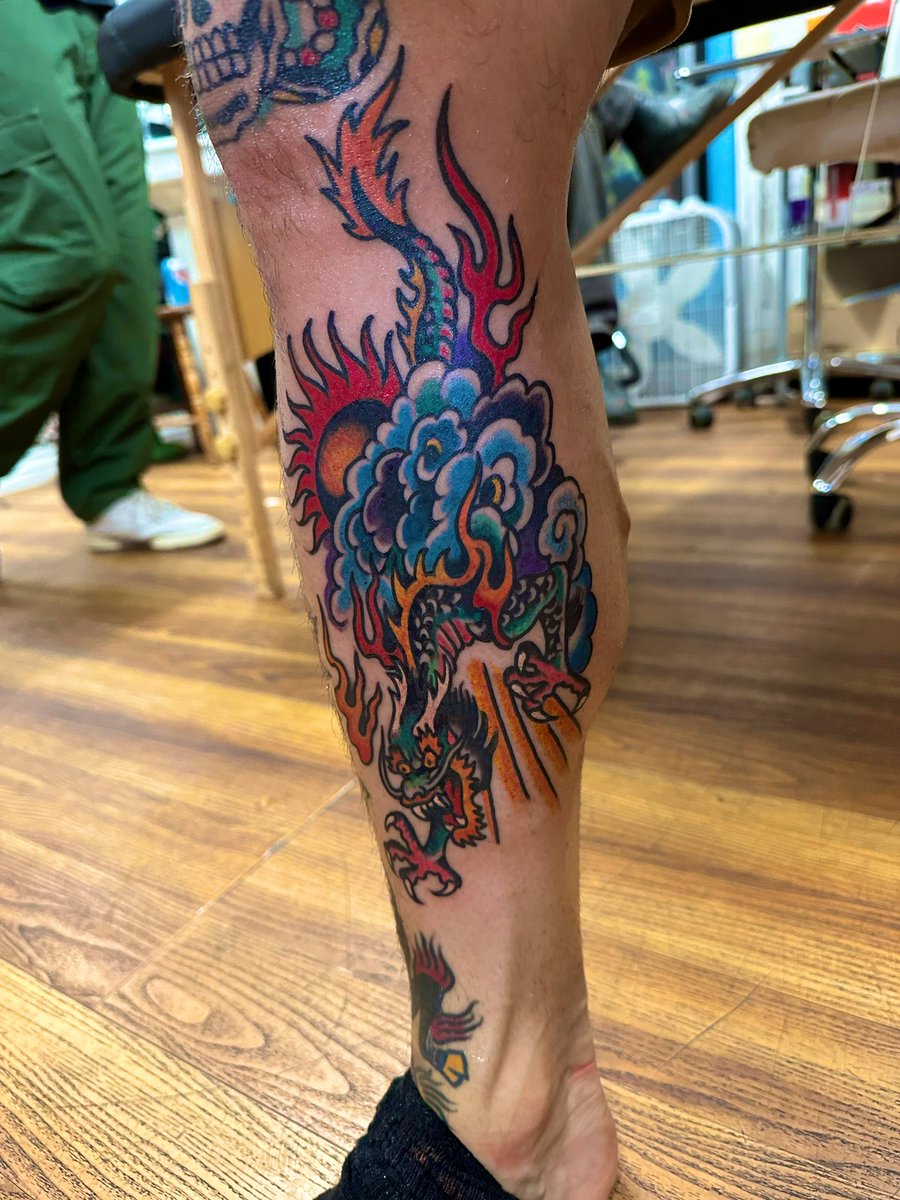 jadeversion's tweet image. Year of the Dragon tat by Splurgeo at Pops Tattoos