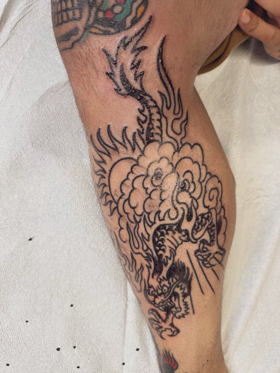 jadeversion's tweet image. Year of the Dragon tat by Splurgeo at Pops Tattoos