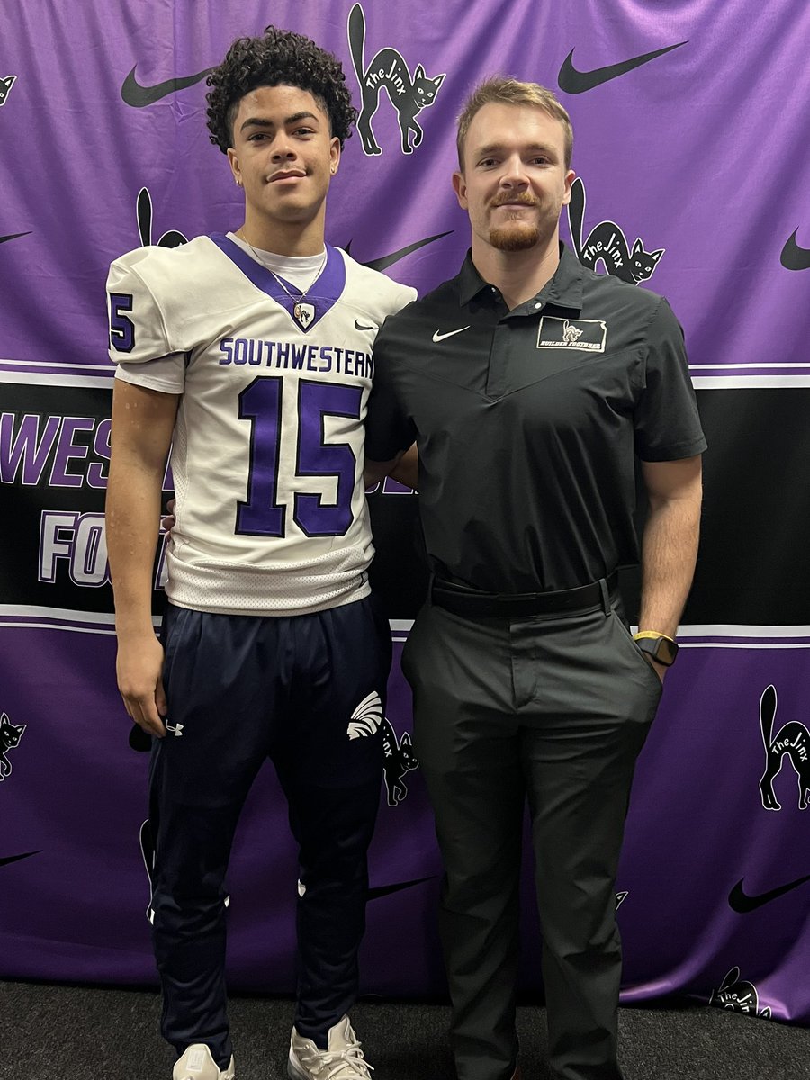 After a great official visit i am blessed to say I have received my 3rd offer to play at southwestern! @CoachSmithSC @BuilderFootball