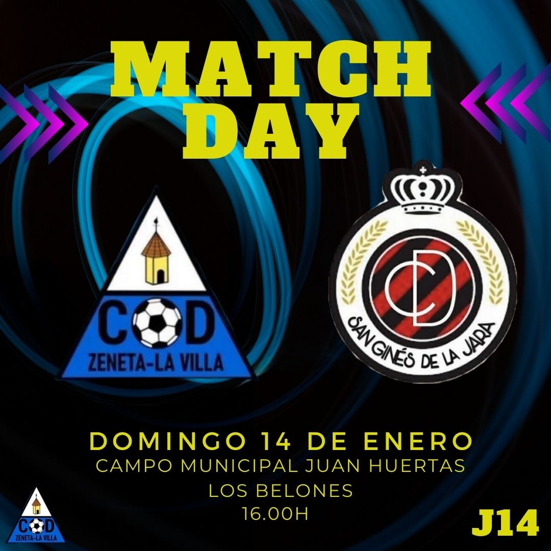 ¡Hoy es diferente, hoy juega nuestro Zeneta! 

🏟 Campo Municipal "Juan Huertas" (Los Belones).

⏰️ 16:00h 

¡Vamos Zeneta! 💙 🖤