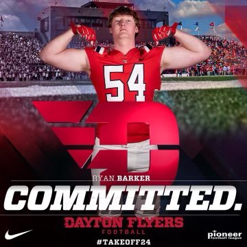 After a great official visit, I would like to announce my commitment to Dayton University! Go Flyers! Thank you to all those who helped make this possible!
<a href="/ShamrockFB/">Rocks Football</a> <a href="/CoachWhalen59/">Greg Whalen</a> <a href="/TDAndrews4/">Coach Trevor Andrews</a> <a href="/DaytonFootball/">Dayton Football</a>