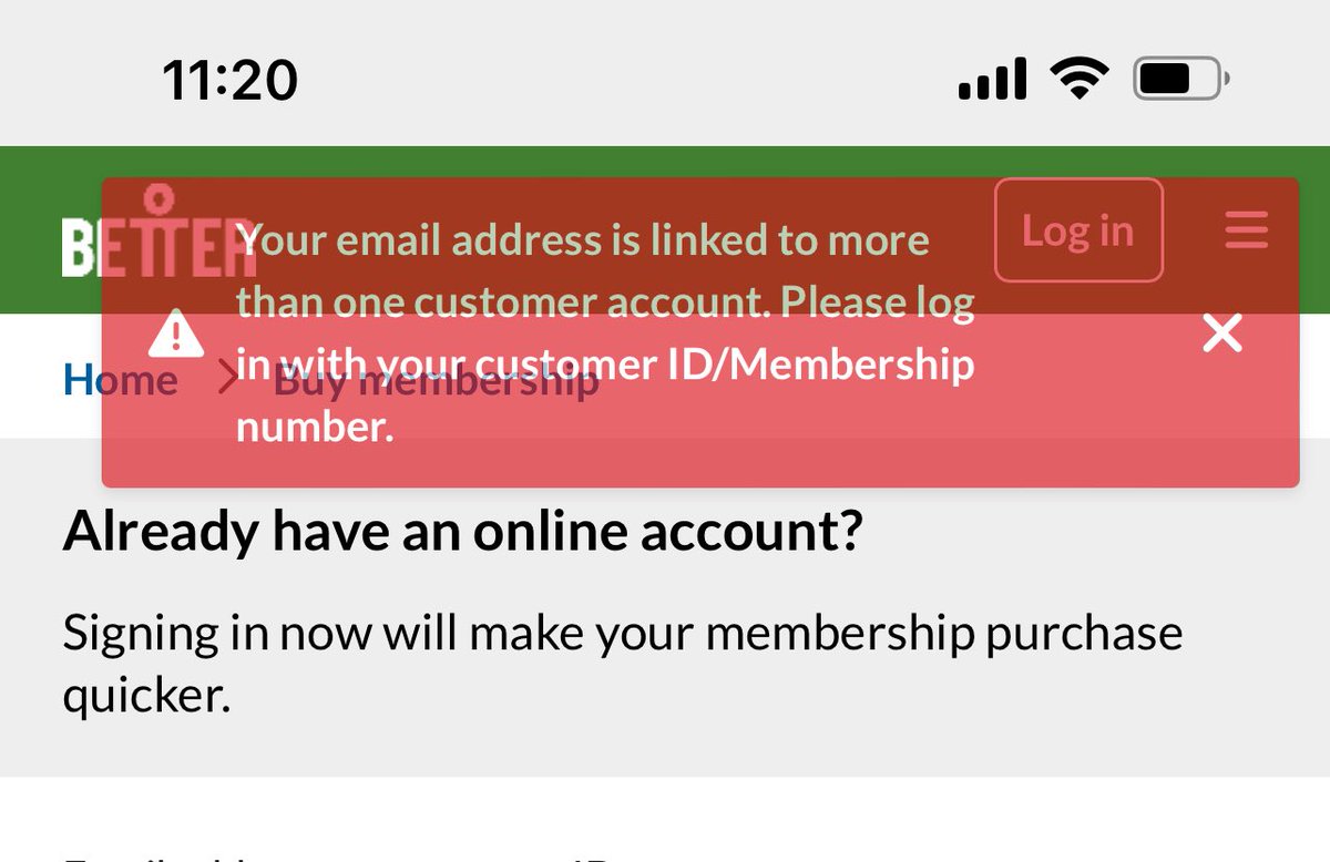 Jordan_hmnd's tweet photo. @Better_SouthOx  I can’t access my account? It says my email address is linked to too many customer accounts? I don’t know my customer ID?   Can you help https://t.co/F6NqBSk0TT