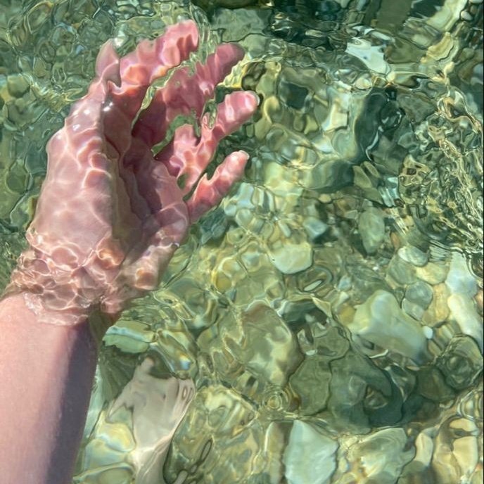 touching the water.