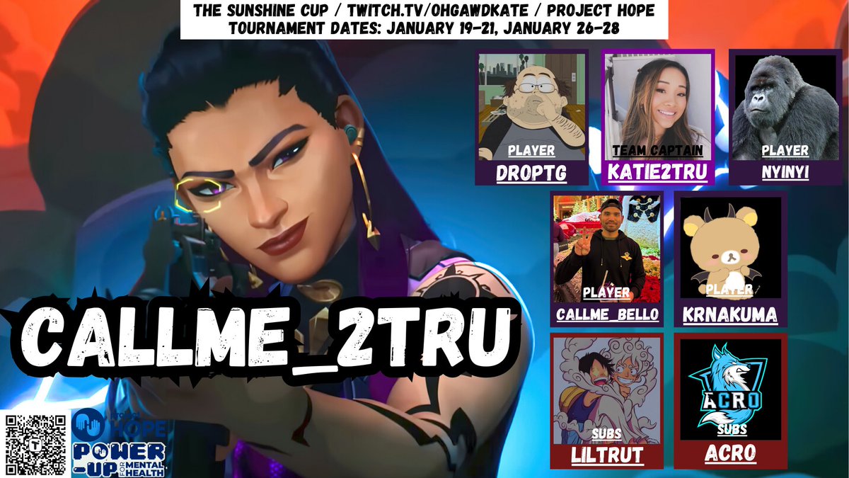 INTRODUCING OUR THIRD TEAM FOR THE SUNSHINE CUP!☀️TEAM CALLME_2TRU!✌️

TEAM CALLME_2TRU BECAUSE THEY MIGHT TRULY BE THE TEAM TO WIN IT ALL! 🏆

TEAM CAPTAIN:
<a href="/kt2tru_/">katie2tru</a> 

PLAYERS:
<a href="/NyiNyi_64/">NyiNyi</a> 
<a href="/callme_BELLO/">Chris Cabello</a> 
<a href="/krnakuma/">krnakuma</a> 
@/droptg

SUBS:
@liltrut 
<a href="/Acro_R6/">Acro</a> 

WHEN: JANUARY 19-21