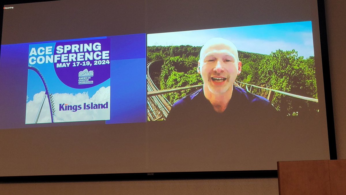 aceonlineorg's tweet photo. @ACEWGLR @KingsIslandPR @SDCAttractions @coastermuseum @TonyClarkCP @cedarpoint @LostIslandParks @DonHelbig @HolidayWorld @Dollywood @Adam_F_Sandy @zamperlarides @sixflagsDK @WonderWheelPark @SFGreat_America Chad Showalter of @KingsIslandPR has to visit with us via Zoom, but the connection is good so here is some 2023-2024 park recaps &amp; updates park updates, not to forget today's surprise announcement of ACE #SpringCon at the park this May!  #NoCoasterCon  #RideWithACE @ACEWGLR https://t.co/KMMNNc3N02