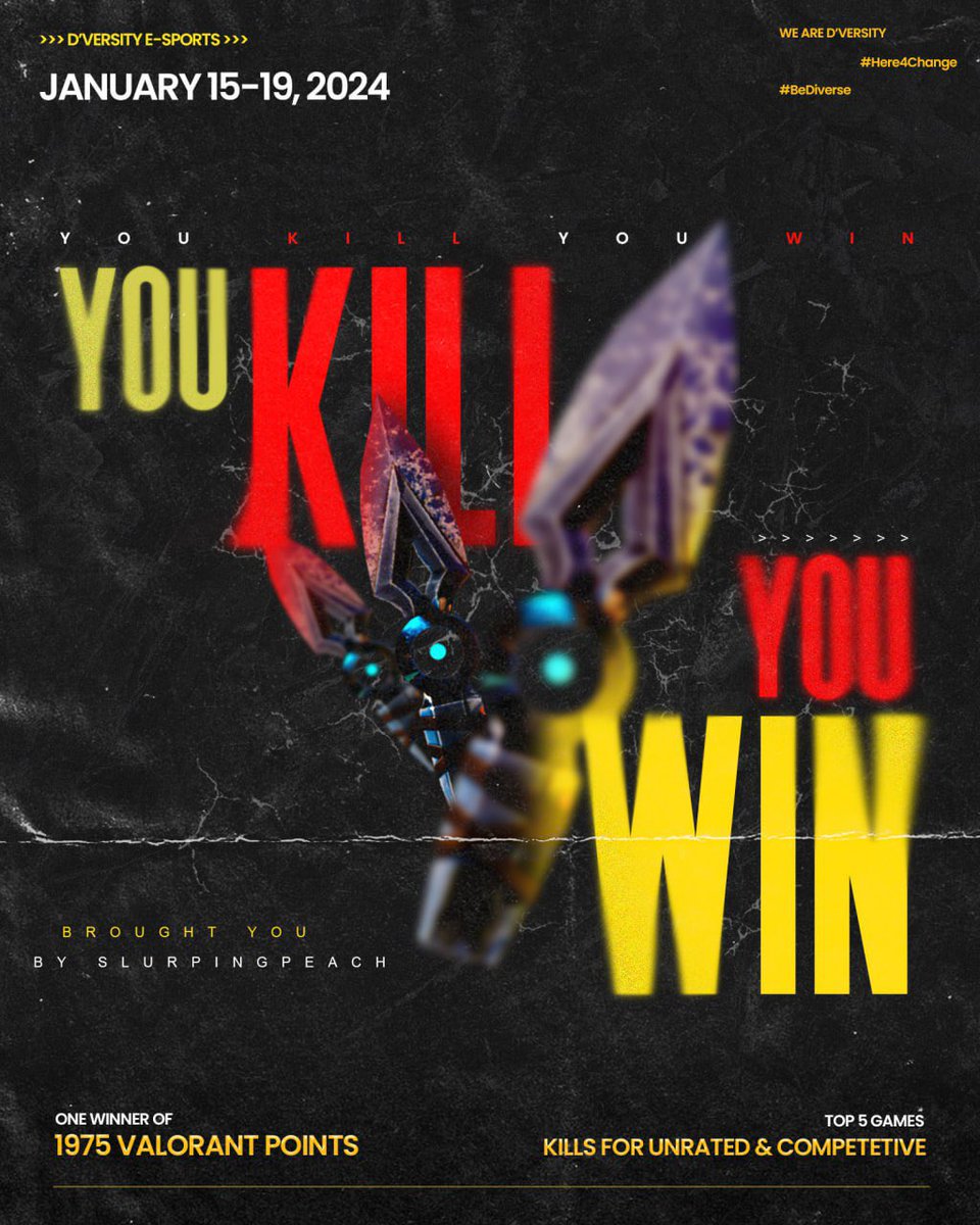 You Kill You Win S3  
Prize: 1975VP 

We're back with another solo tournament hosted with <a href="/PlayTrophi/">Trophi</a> that calculates your kills from your TOP 5 kills in Unrated &amp; Competitive Games. 

Those who has existing Trophi accounts can join @ the 🔗 below! 😋
app.trophi.io/invitations/M2…