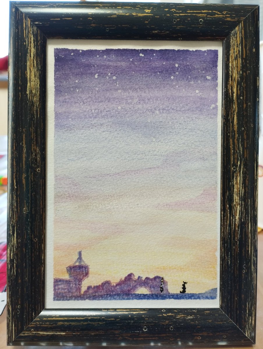 2jidanji_Okan's tweet image. フェスの裏で夜勤明けのアラマキから見る景色はどんなかな…_(:3｣∠)_

#Splatoon3art #アナログイラスト #水彩クーピー #アラマキ砦