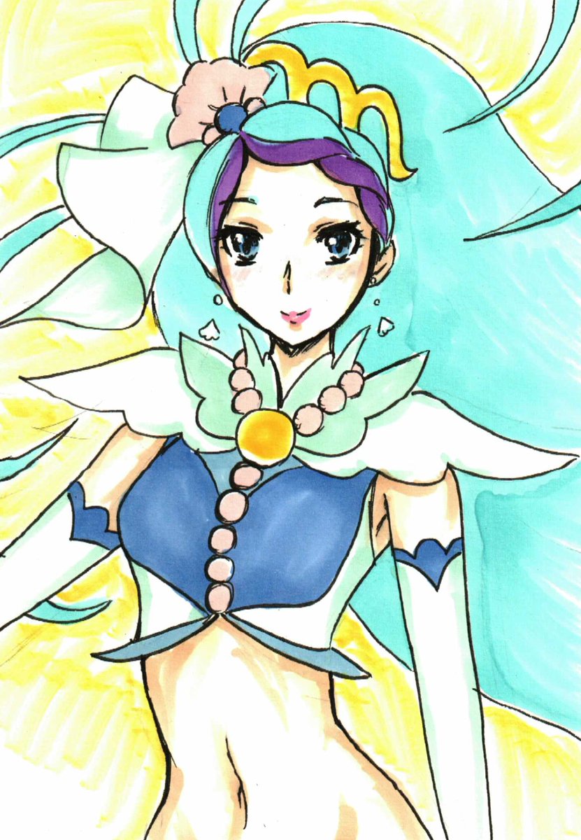 プリキュア「#プリキュア版深夜の真剣お絵描き60分一本勝負 お題「好きなプリキュア」キュアマ」|沖庵のイラスト