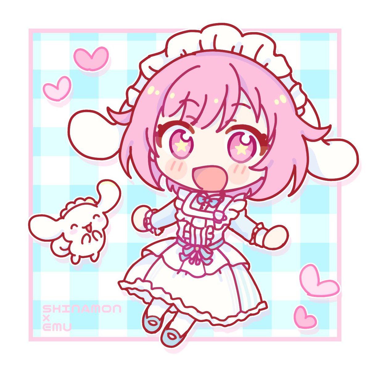 ootori emu 1girl pink hair solo pink jacket chibi simple background white background  illustration images