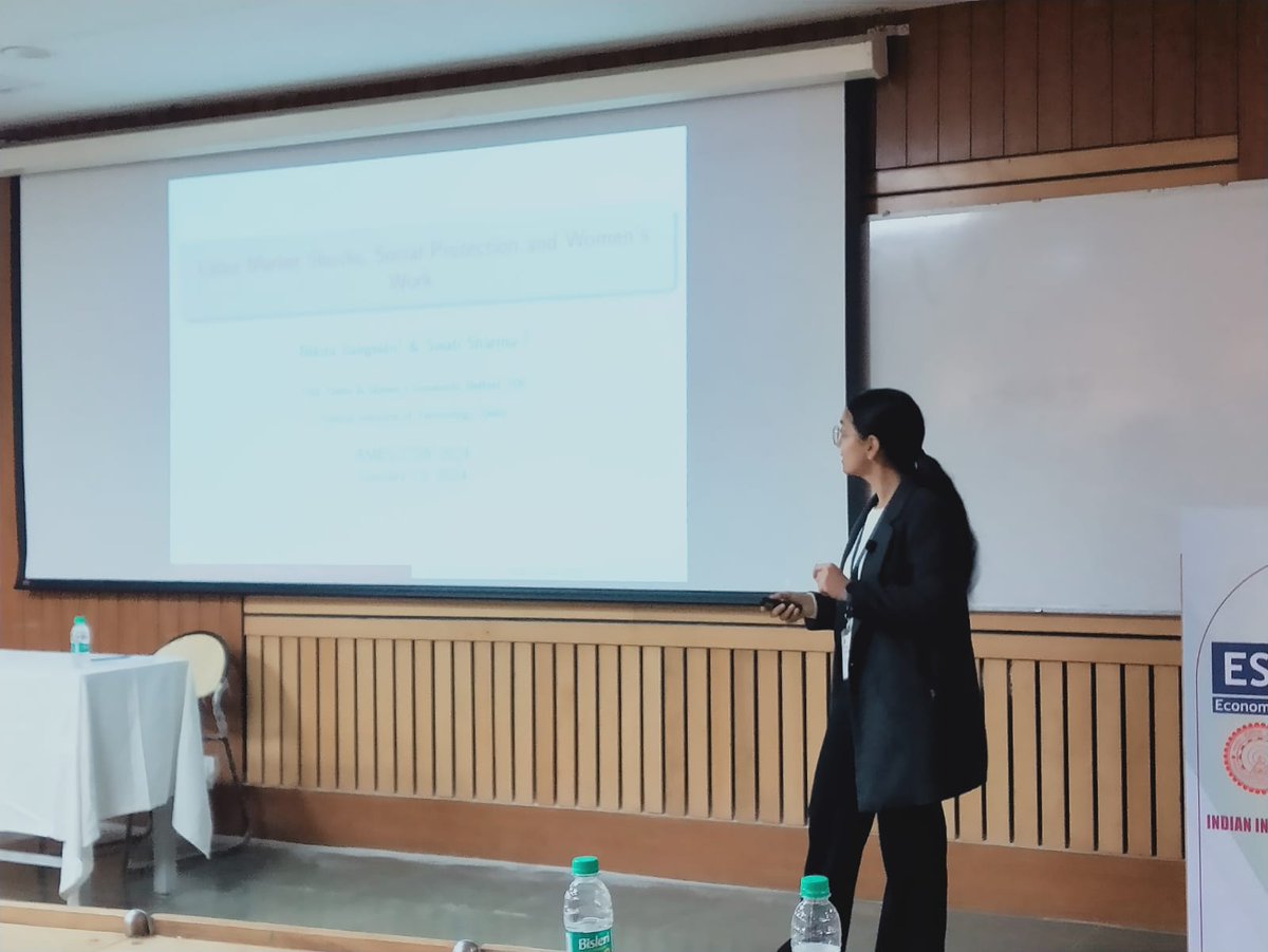 cecfee's tweet photo. @cecfee members Prof. E. Somanathan and @nikita_sang presenting in the Empirical and Development Economics Session at #AMES2024 Conference hosted by @econ_iitd @iitdelhi https://t.co/QHbSiJBq7X