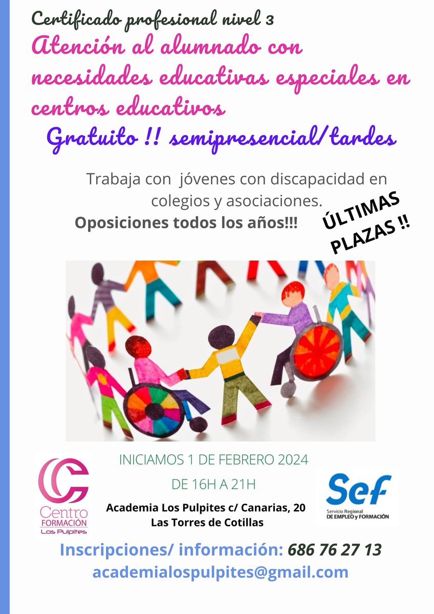 celiamarvi73's tweet photo. Iniciamos un nuevo Certificado de profesionalidad: Atención al Alumnado con Necesidades Educativas Especiales en Centros Educativos. Te habilita para trabajar como Auxiliar  técnico educativo en centros Educativos y entidades. https://t.co/FnXyn2KVma