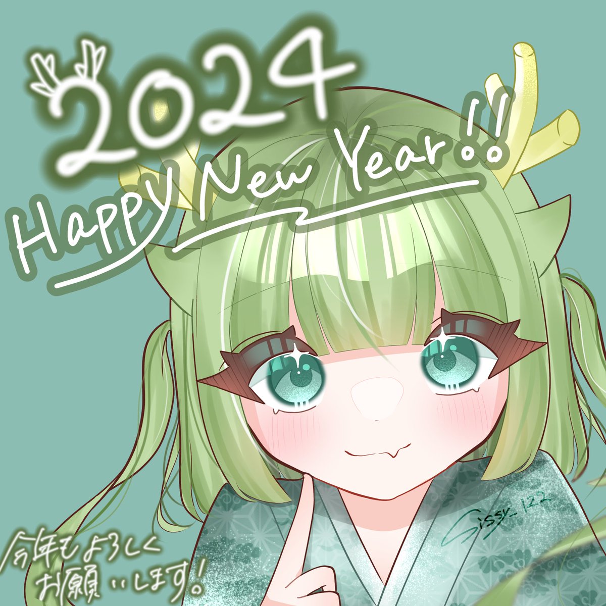 1girl green hair kimono japanese clothes skin fang fang solo  illustration images
