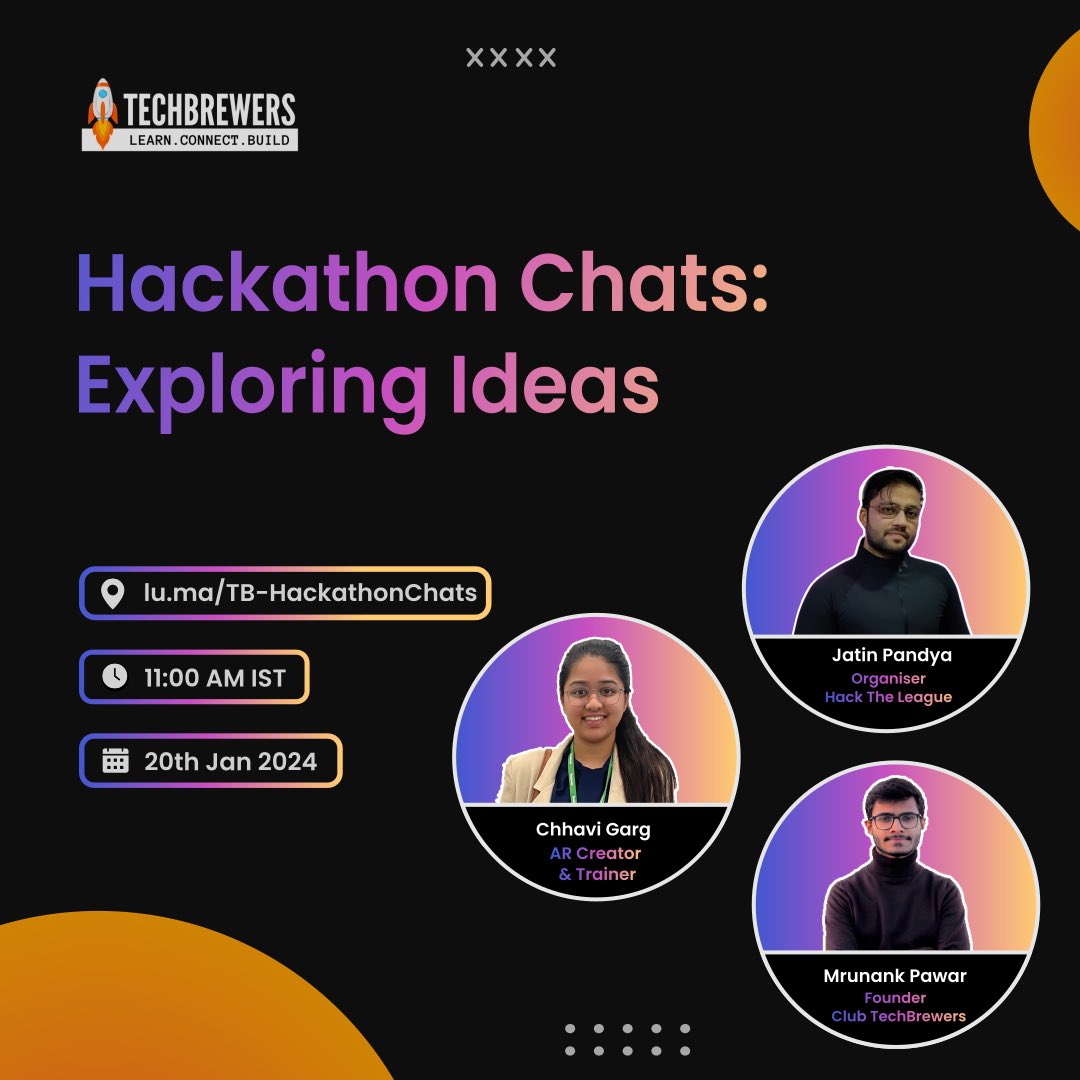Dive into the world of innovation with key hackathon players – organizers, judges, mentors, and hackers. Join the insightful conversation on the power of ideas and the thrilling hacking journey. 💻

lu.ma/TB-HackathonCh…