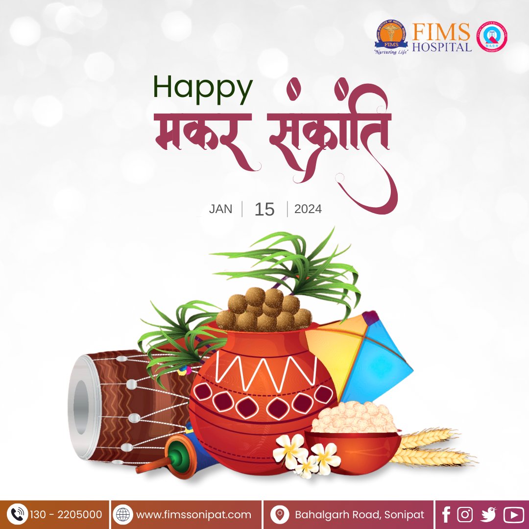 #Happy_Makar_Sankranti from #FIMS_Hospital! Wishing you a season of joy, prosperity, and good health. May this harvest festival bring happiness to you and your loved ones. 

#MakarSankranti #FIMSHospital #FIMSHappiness #HealthAndHarvest #WellnessWishes #SankrantiSmiles