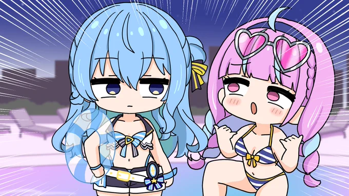 まつりによる「ナイトプールに行く陽キャあくあ」  #あくあーと #祭絵 #ほしまちぎゃらりー