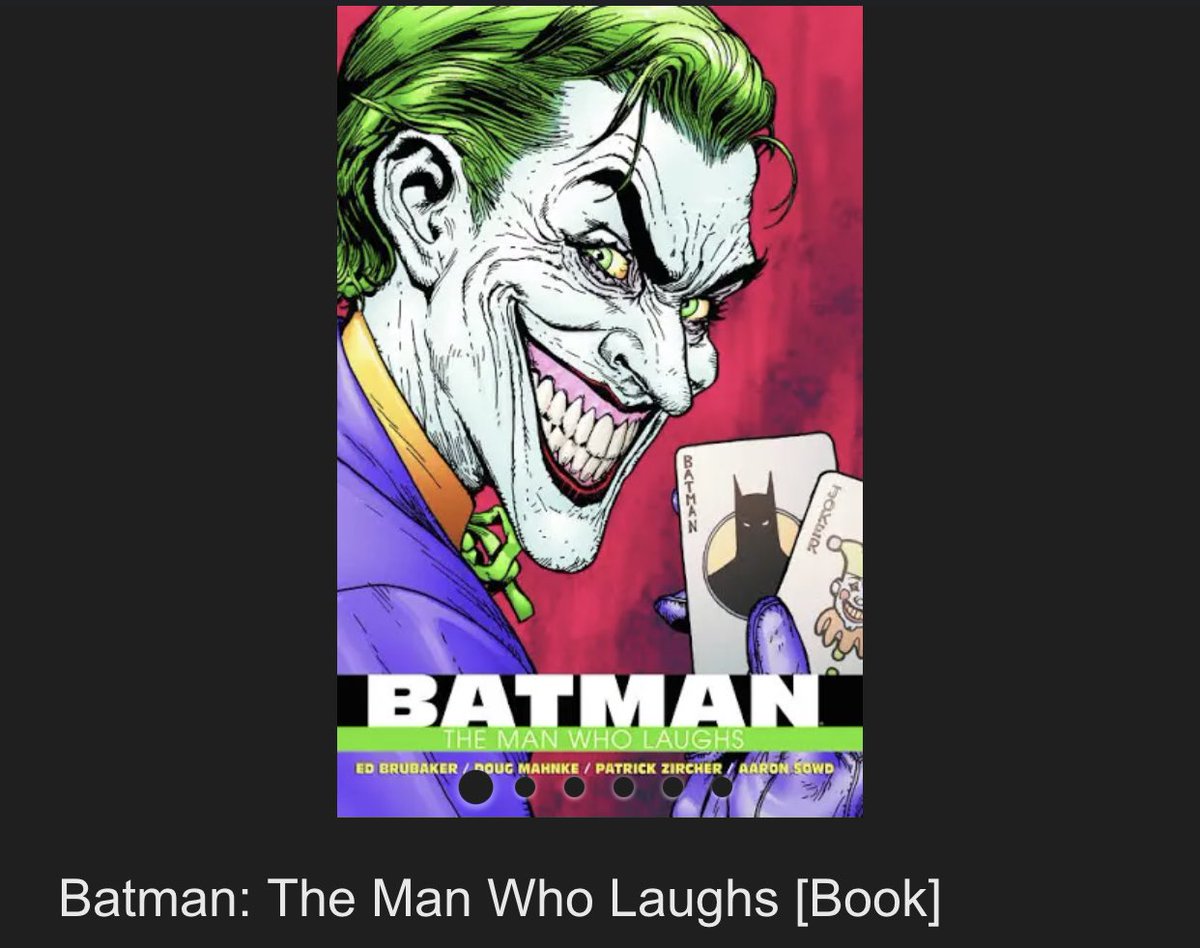 Hi <a href="/Mirandalorians/">Miranda 🎮</a> so I am aware you need comic recommendations so here’s what I would check out. One is a compilation of the best Bruce/Selina stories over the years while The Man who Laughs is I believe how Batman first faced Joker. Hope that helps. ^^