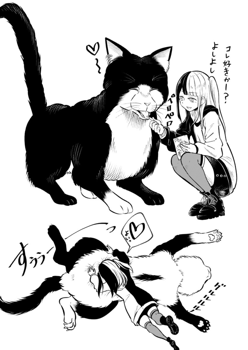 めちゃ大きい猫にちゅーるをあげて仲良くなって下腹に埋もれて吸いたい。