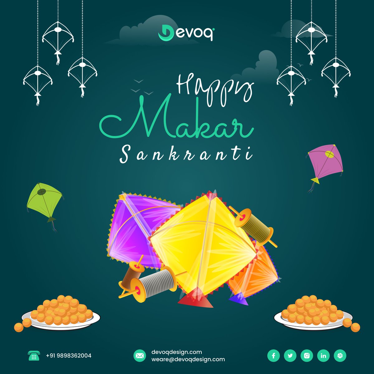 May the lively spirit of Makar Sankranti bring joy and prosperity to your life! Wishing you and your loved ones a bountiful harvest of happiness and success. Happy Makar Sankranti from Devoq Design.

#MakarSankranti #FestivalGreetings #DevoqDesign #Devoq