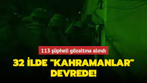 Bakan Yerlikaya duyurdu: 'Kahramanlar-41' operasyonunda 113 şüpheli gözaltına alındı!
İçişleri Bakanı Ali Yerlikaya, 32 ilde bölücü terör örgütüne (BTÖ) yönelik düzenlenen “Kahramanlar-41” operasyonlarında toplam 113 şüpheli şahsın gözaltına alındığını açıkladı.
