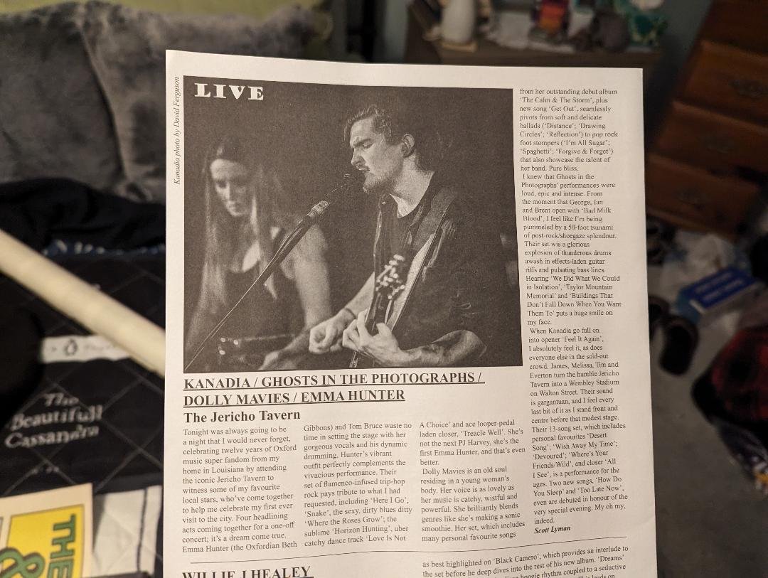 Massive thanks to @NightshiftMag for sending me three copies of the December issue. This is absolutely getting framed. To @KanadiaMusic @EmmaHunterMusic @dollymavies & @GITPMusic, you were all AMAZING. Much love, respect and gratitude.