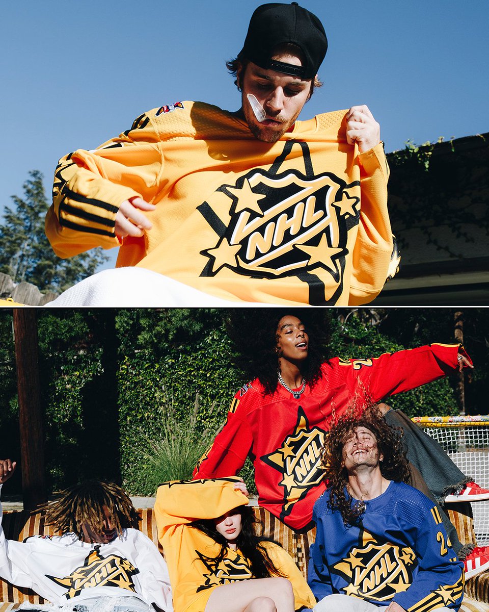 espn's tweet photo. The 2024 NHL All-Star jerseys by Justin Bieber and @drewhouse are HERE ✨🏒 https://t.co/j1xvz4yG0L