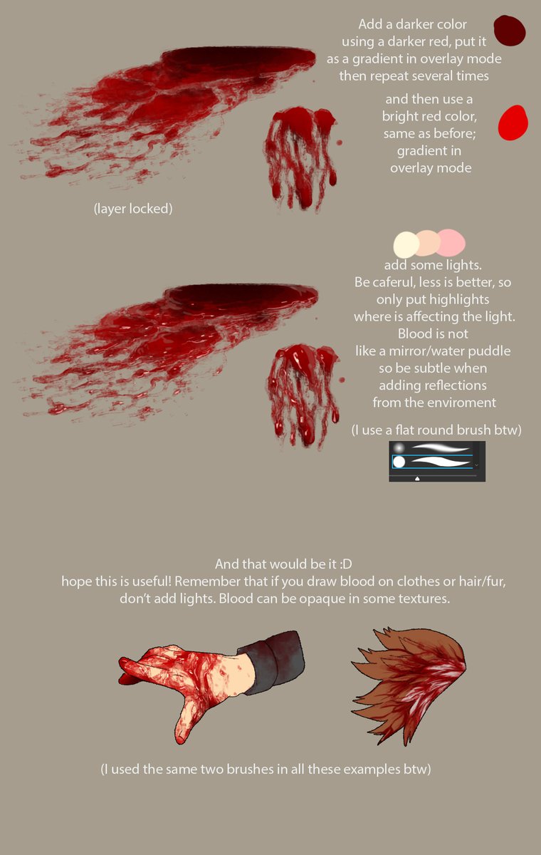 Blood Tutorial Hand Blood tutorial (Using a textured brush)