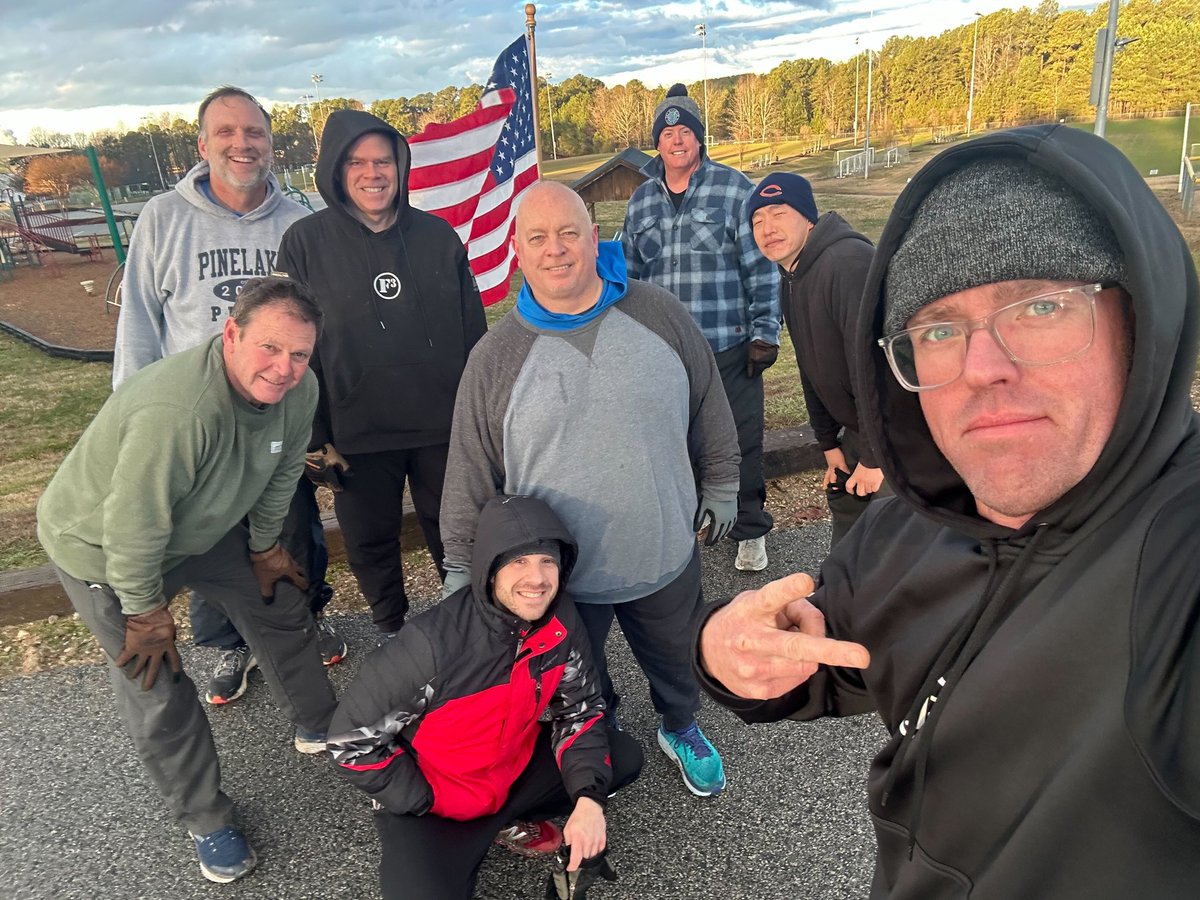 8x @F3Afton Challenge 8x #AO_TheGlen 5x HIMs #AO_LibertyBell - decent turn out for a windy, chilly Saturday Morning. So, what are you waiting on? Why are you still just 'hanging' out alone? Join @F3Nation with us @F3RaceCity via @MooresvilleNC