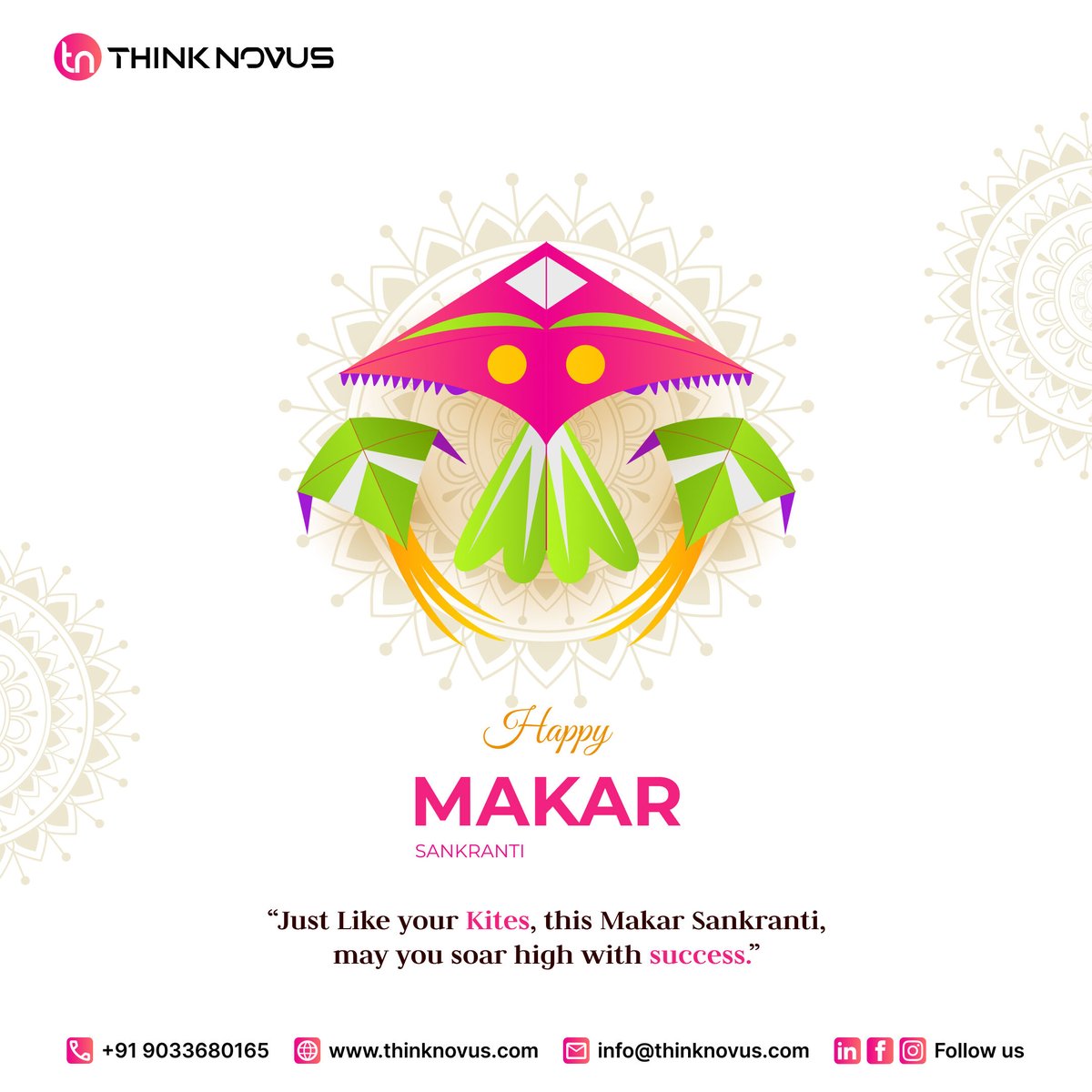 thinknovus's tweet photo. Embracing the spirit of Makar Sankranti – a festival that marks the transition of the sun into the northern hemisphere, symbolizing new beginnings and the triumph of light over darkness. 

#MakarSankranti #FestivalOfHarvest #NewBeginnings https://t.co/Ncs9lWkytO