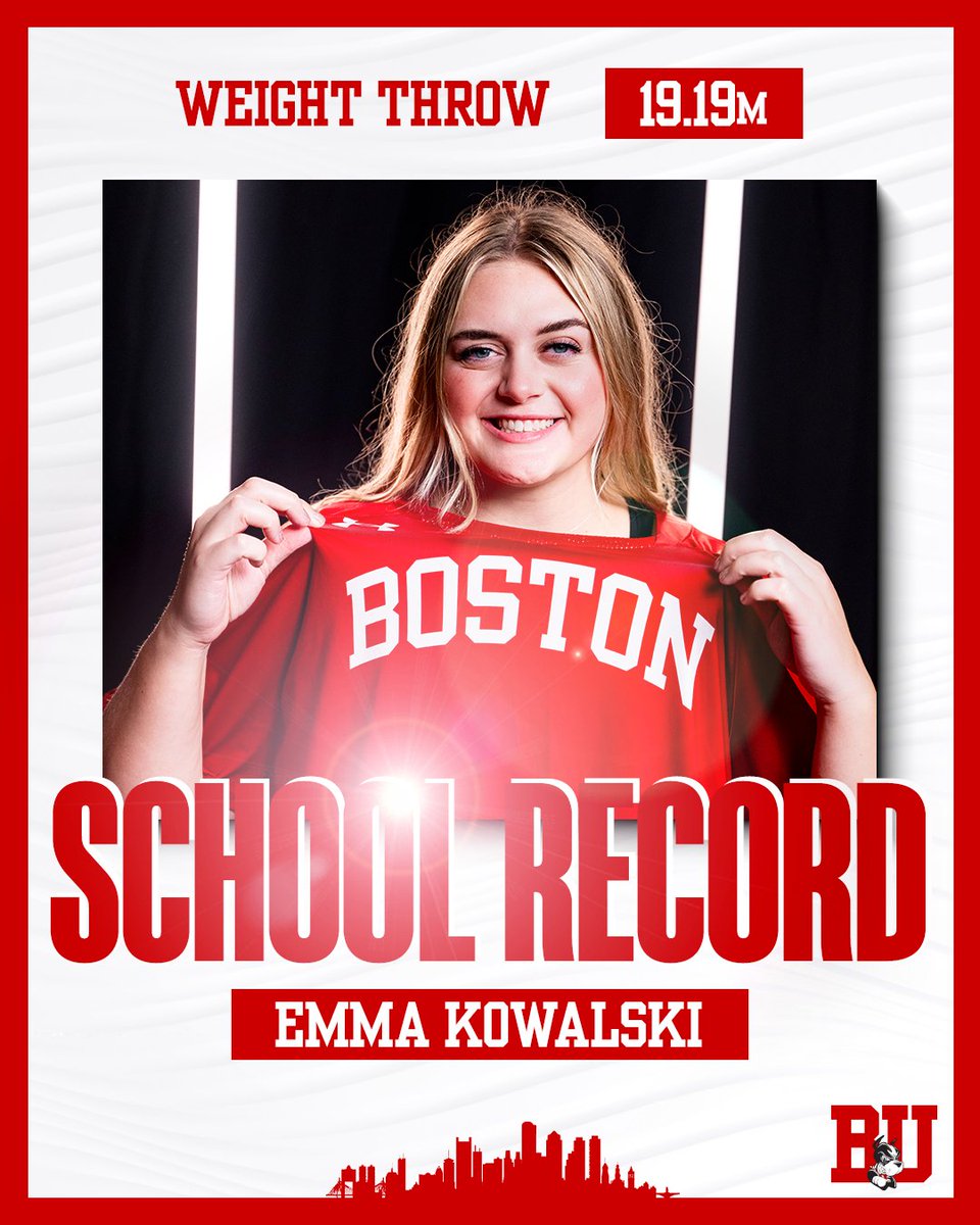 TerrierTFXC's tweet photo. ‼️ NEW YEAR, NEW SCHOOL RECORD ‼️

Emma set the school record in the weight throw with a 
toss of 19.19m (62’ 11”) 💪

She takes down the previous record of 18.07m (59’ 3.5”) which was set in 2019!

📰: https://t.co/xzq5qcAYDr
 
#ProudToBU #BeTheStandardBU https://t.co/Oa8uQoXeBd