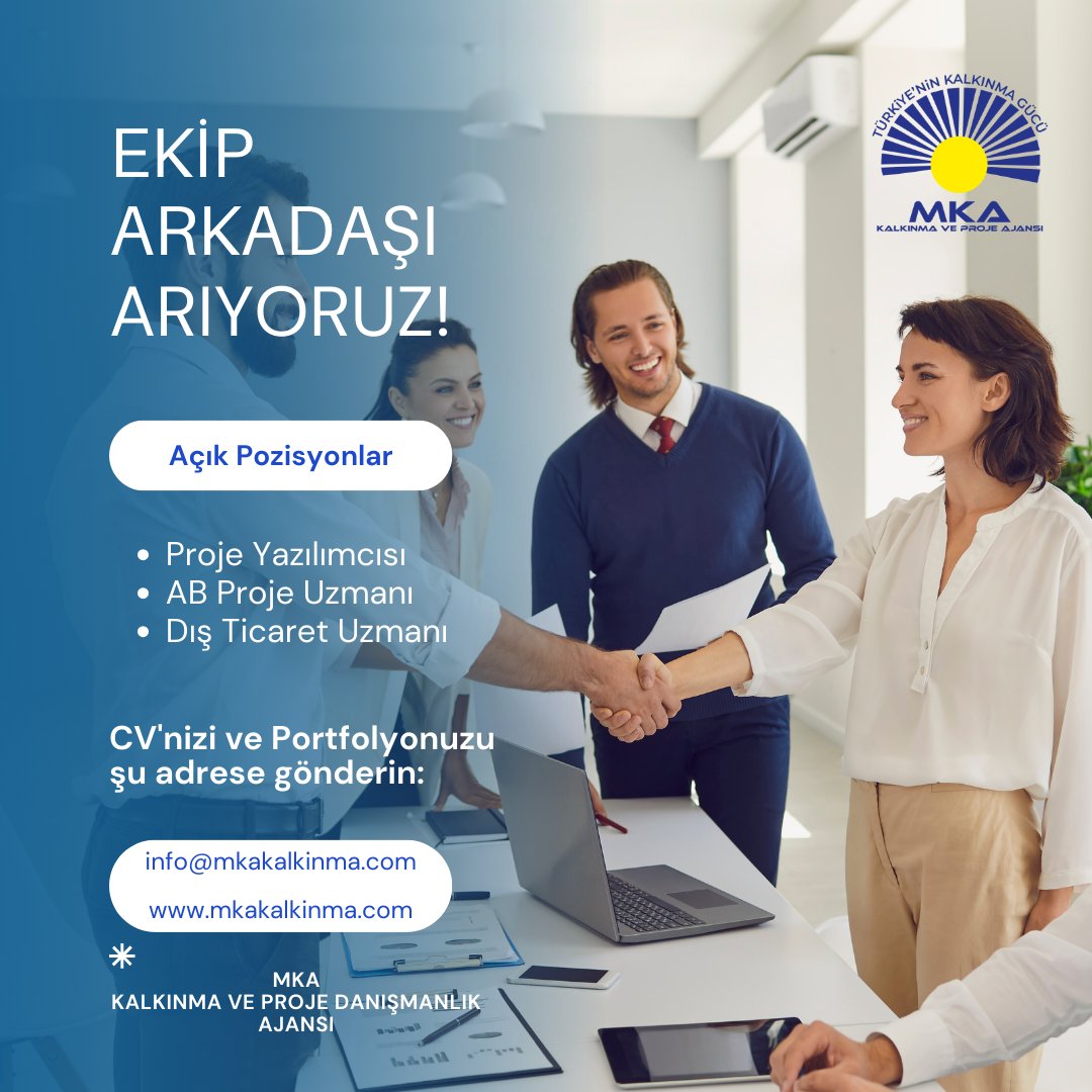 MKA Kalkınma Ve Proje Ajansı (@mkaproje) on Twitter photo Proje bazlı çalışma yapacak ekip arkadaşlar..
<a href="/kafasigirisimci/">Girişimci Kafası</a> <a href="/ReYouProject/">RE-You Project</a> #mkakalkinma <a href="/Mkaproje/">MKA Kalkınma Ve Proje Ajansı</a> #Mkaproje #hibe #tkdk #işilanı #projeişi <a href="/musiadbln/">MÜSIAD Berlin e.V.</a> <a href="/KalkinmaAjansGM/">Kalkınma Ajansları Genel Müdürlüğü</a> <a href="/polatozguur/">Özgür Polat</a> <a href="/aklnnhvn/">Hevin</a> <a href="/ProfDemirtas/">Özgür Demirtaş</a> <a href="/rojbinbor/">Rojbîn Bor</a> <a href="/omerbolatTR/">Prof. Dr. Ömer Bolat</a> Proje bazlı çalışma yapacak ekip arkadaşlar..
<a href="/kafasigirisimci/">Girişimci Kafası</a> <a href="/ReYouProject/">RE-You Project</a> #mkakalkinma <a href="/Mkaproje/">MKA Kalkınma Ve Proje Ajansı</a> #Mkaproje #hibe #tkdk #işilanı #projeişi <a href="/musiadbln/">MÜSIAD Berlin e.V.</a> <a href="/KalkinmaAjansGM/">Kalkınma Ajansları Genel Müdürlüğü</a> <a href="/polatozguur/">Özgür Polat</a> <a href="/aklnnhvn/">Hevin</a> <a href="/ProfDemirtas/">Özgür Demirtaş</a> <a href="/rojbinbor/">Rojbîn Bor</a> <a href="/omerbolatTR/">Prof. Dr. Ömer Bolat</a>