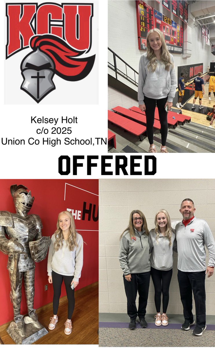 Kelsey Holt (@kelseyholt23) on Twitter photo After a great visit and conversation I am super blessed to receive an offer to continue my athletic and academic career from <a href="/GoKnightsWBB/">KCU Women’s Basketball</a>! Had so much fun being on campus and enjoying a game today! Thank you so much <a href="/coachdbrand/">HC Dean Brand</a> and Coach Conn for believing in me! #goknights After a great visit and conversation I am super blessed to receive an offer to continue my athletic and academic career from <a href="/GoKnightsWBB/">KCU Women’s Basketball</a>! Had so much fun being on campus and enjoying a game today! Thank you so much <a href="/coachdbrand/">HC Dean Brand</a> and Coach Conn for believing in me! #goknights