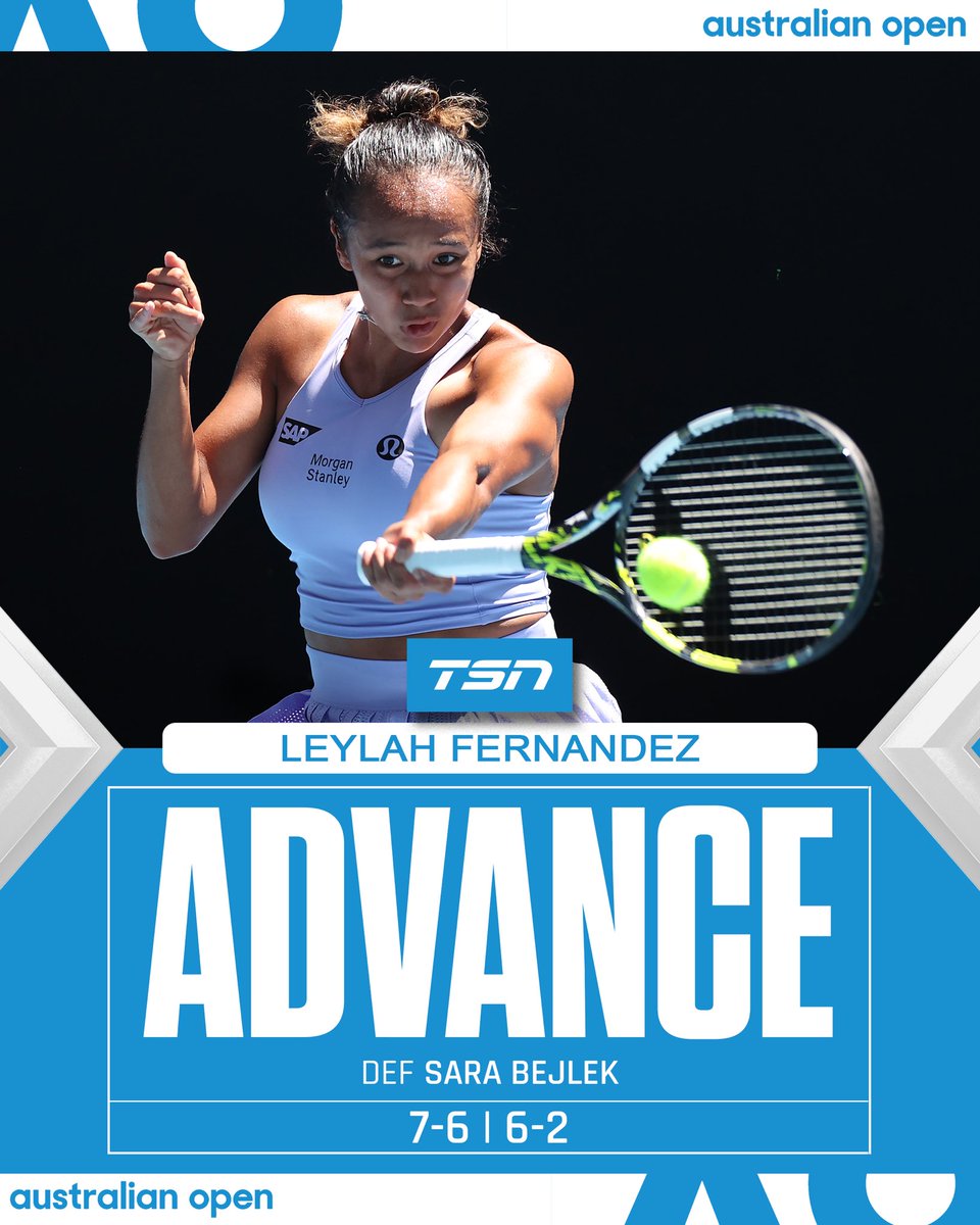 TSN_Sports's tweet photo. Leylah’s moving on to the second round of the #AusOpen https://t.co/k3uiUI3PM1
