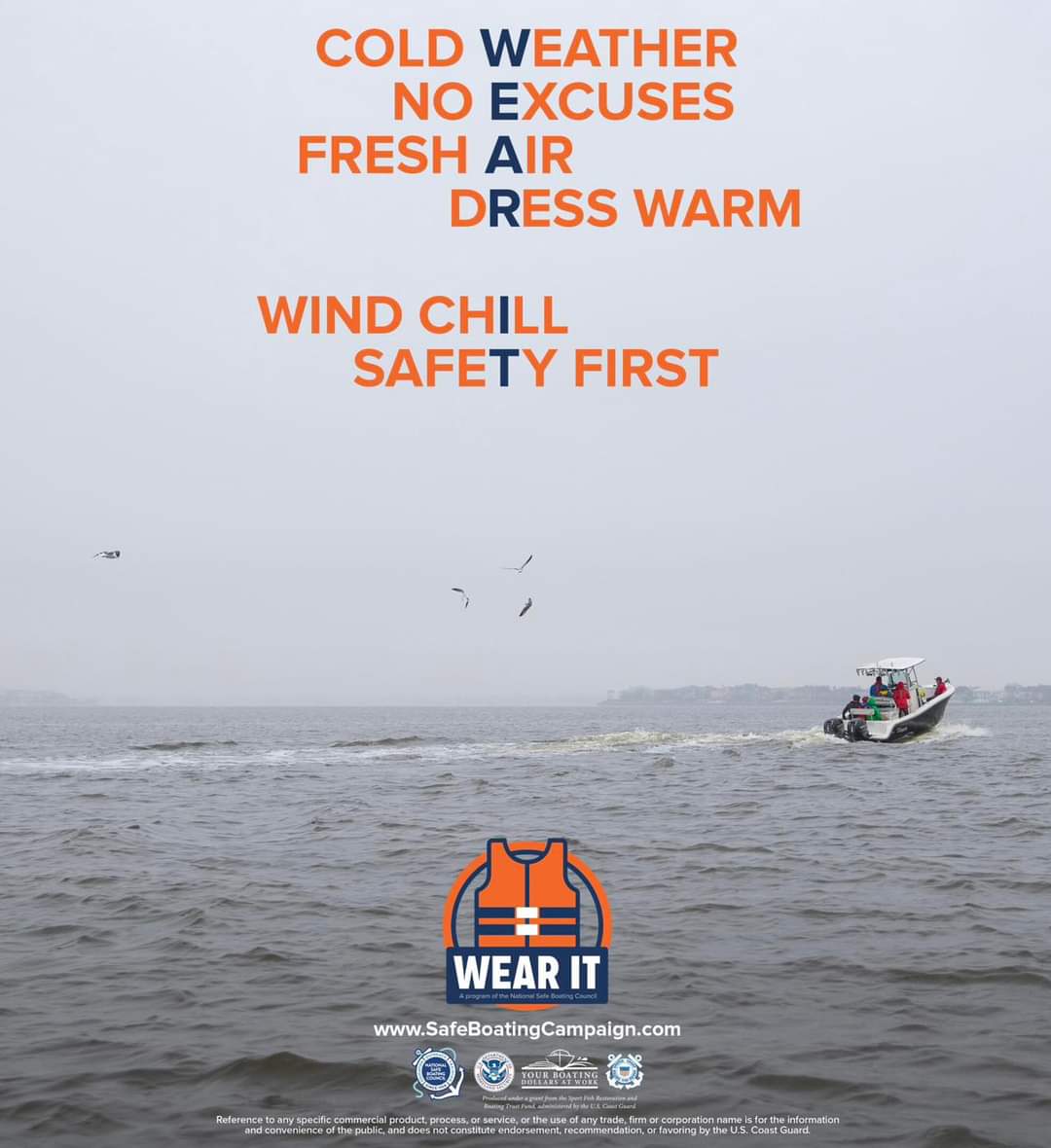 Stay cozy and stay safe!
Even though it may not seem too cold outside, water temperatures can be deadly. Make sure to dress for the water temperature, and ALWAYS WEAR your life jacket.
#WearIt #WaterSafety
#SemperParatus #USCG
#GoCoastGuard #CoastGuard
