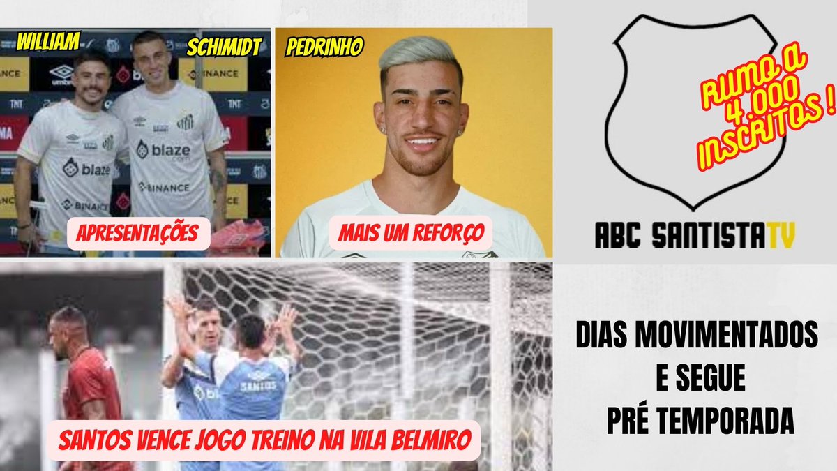 ABCSANTISTATV1's tweet photo. VIDEO ESTREIA HOJE 23H CANAL ABC SANTISTA TV: https://t.co/yiht3o6jm0
#sfc #santos #santosfc #santosxoeste #jogotreino #pedrinho #williambigode #joãoschimidt #copinha #novaarena #novopatrocinio https://t.co/0tYHrVZuDS