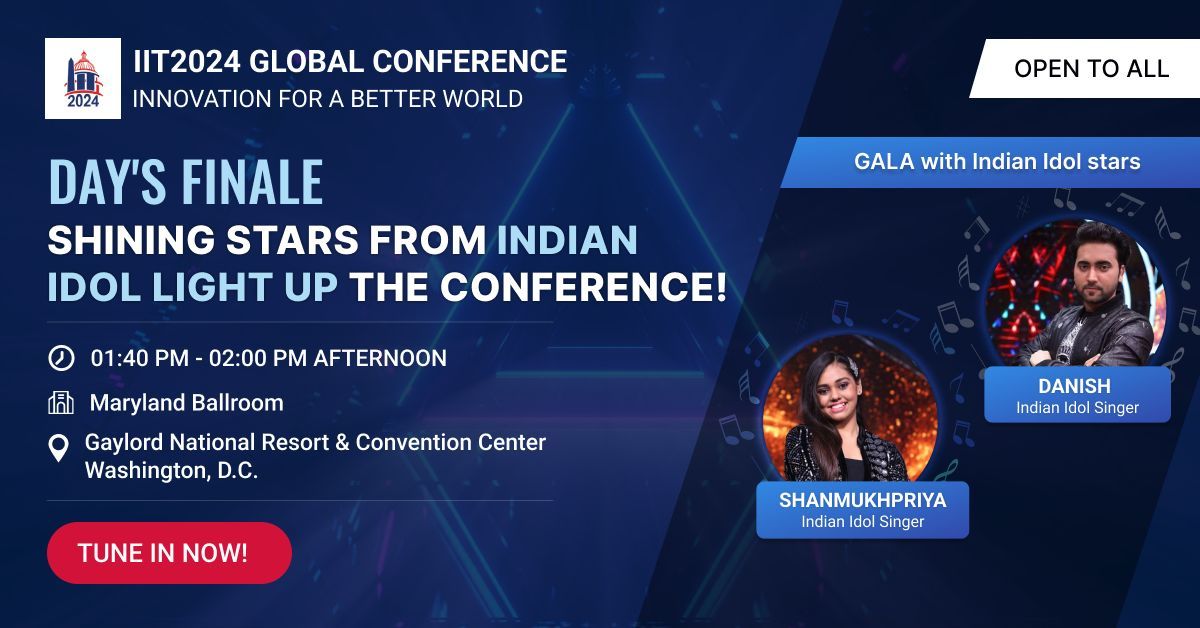 Great day is done, but the night's just begun! ✨ Join us for a star-studded finale with Indian Idol favorites Danish &amp; Shanmukhapriya! 

 Don't miss the musical magic!

➡️ Don't miss out! Follow us for live updates

#IIT2024GlobalConference #IITAlumni #GlobalInnovation