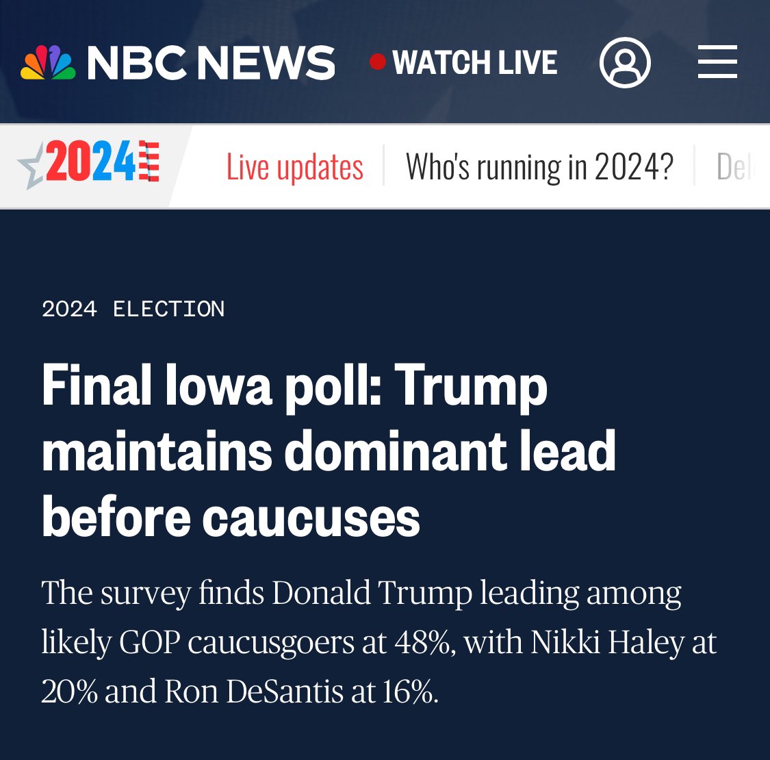 OklaInspector's tweet image. Ron slips to 3rd place - does not look good for him….. #IowaCaucus #IowaPoll 

nbcnews.com/politics/2024-…