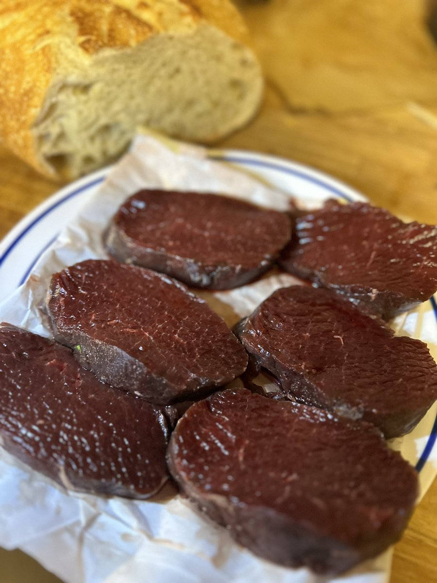 Elk I harvested from the mountains of Montana and now a meal I get to share with friends. Grateful to have the opportunity to romp in the woods and the fitness to hunt in the backcountry 🏹