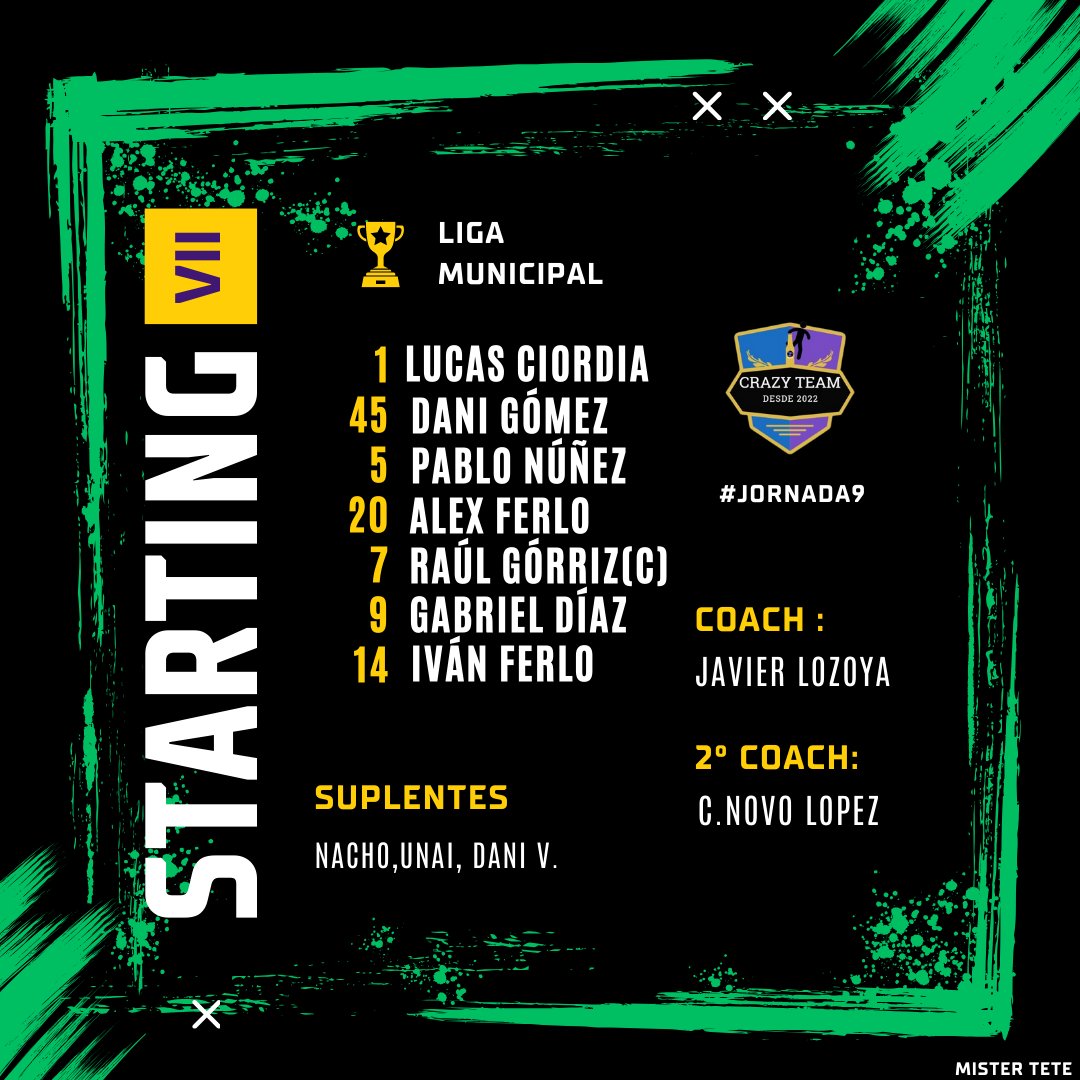 CrazyTeam__'s tweet photo. 🚨| Este será nuestro 7 inicial para el día de hoy. https://t.co/Fodd8kvwWV
