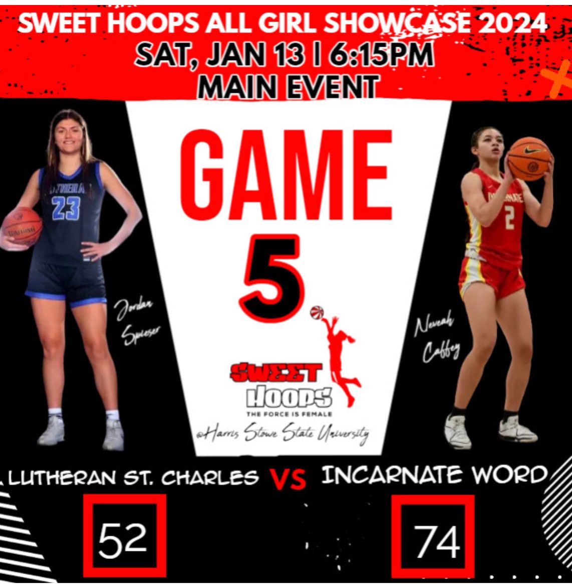 sweet_hoops's tweet photo. Game 5 in the 📚! Congrats to Incarnate Word with the WIN‼️MVP of the game Nevaeh Caffey 17pts 4rbs 1stl 2ast #sweethoops The 100+ winning streak is still ALIVE! @STLhssports https://t.co/jVEqSRfulx