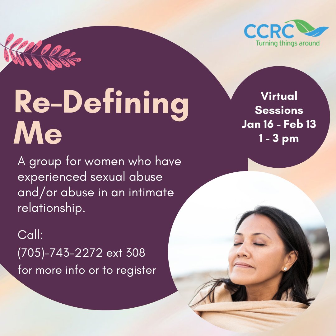 CCRC_Ptbo's tweet image. A way for a #Woman to #Reclaim who she is and who she wants to be. This #VirtualGroup is for #adult #women of any age who have experienced #DomesticViolence #SexualViolence and are looking to rebuild or enhance their #Self-Esteem. Call for details #Ptbo #Nogo #Northumberland