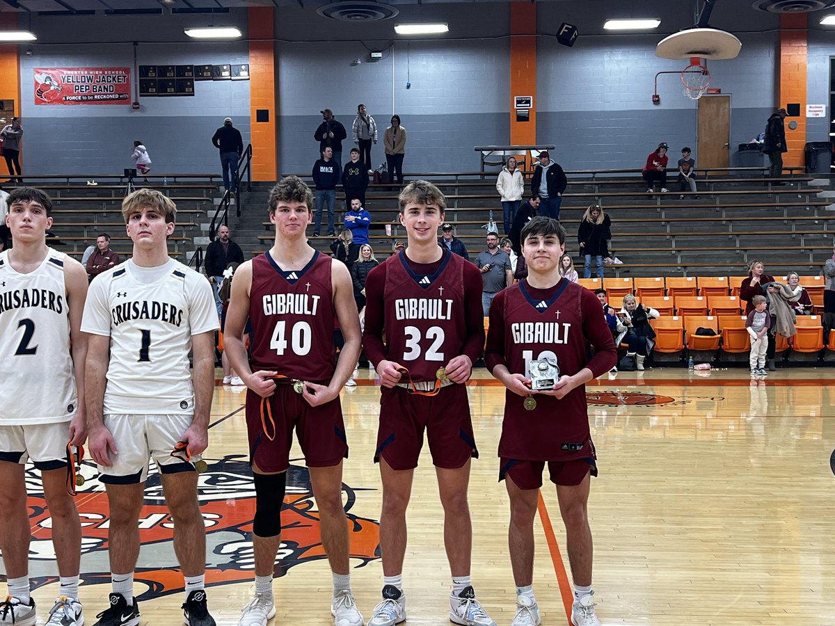 GibaultBBall's tweet photo. 3-PEAT! Hawks beat Saxony Lutheran 44-36 to win the CIT championship! @kesler_gavin @PeytonSchaef25 with All-Tournament team nods and @augustine_kanen with tourney MVP! 

We are back in action next week in the Okawville Tourney!

@GibaultCatholic @GibaultSports @republictimes https://t.co/NNEOJVPr5W