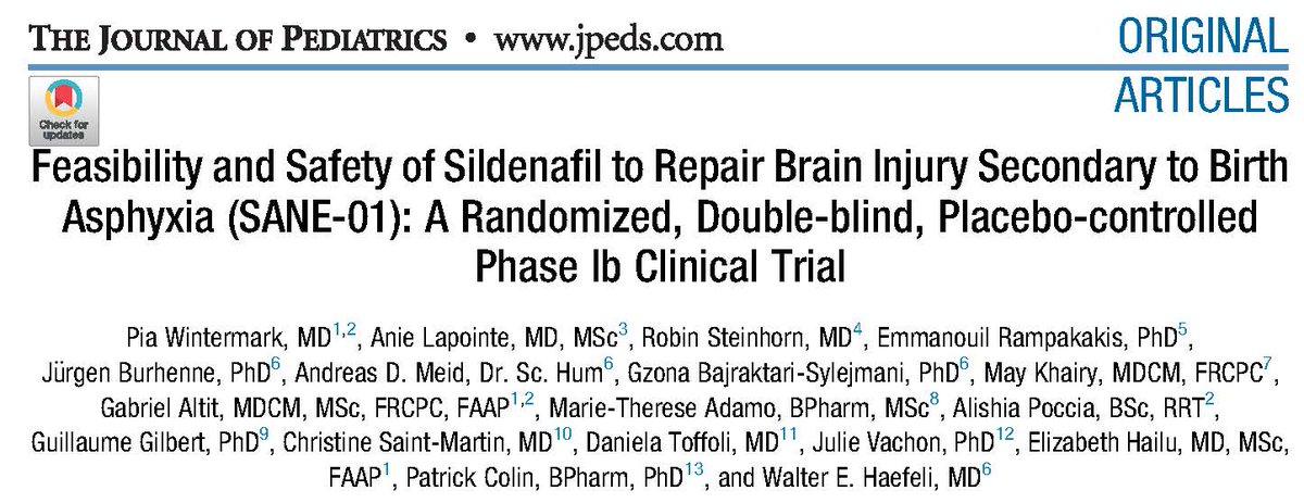 1/11 So happy/proud that this paper is published. First trial trying to REPAIR brain damage in babies with HIE, and not only prevent them. #SildenafilForHIE #RepairBabiesBrain #Neurorestoration @neo_twiter  @EBNEO #Neurotwitter #Medtwitter @JPediatrics
doi.org/10.1016/j.jped…