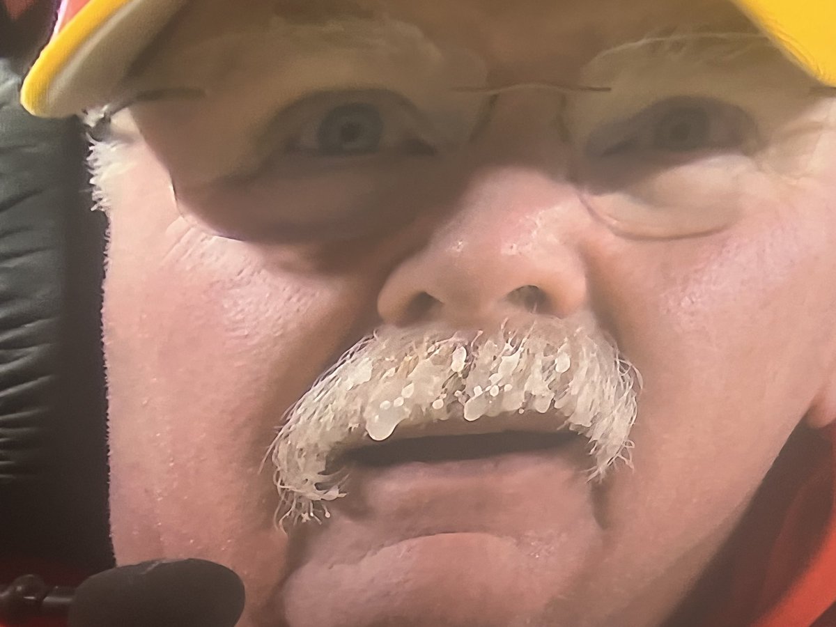 RealScottRates's tweet photo. Andy Reid’s stache is frozen solid. #MUSTACHE #nflplayoffs https://t.co/pFqSdvM5Lu