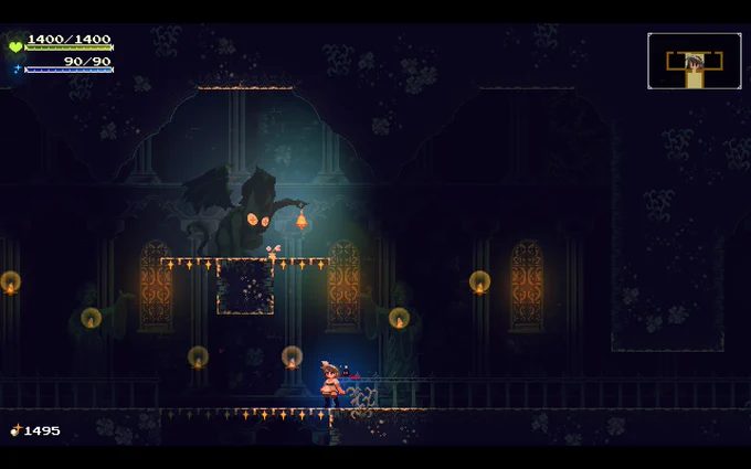 Finished up  Moonlit Farewell. Charming as hell. If you liked  Reverie or just enjoy a good, pretty metroidvania I would recommend checking it out.