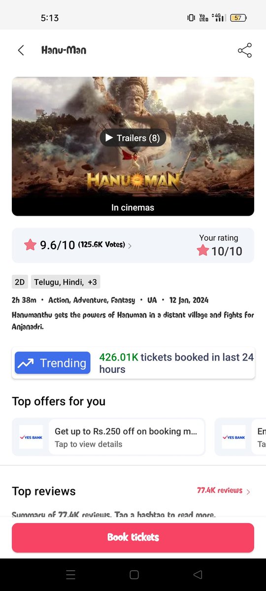 Yaswanth4Prabha's tweet photo. Tickets Sold in Last 24Hrs 👍

In Telugu: What is Kukka Dengudu 
Representation: Teja sajja Banging BOB 

PS: Screenshots naavi kaadhu 

#HanuMan #SSGK https://t.co/4GjM1GUpFd