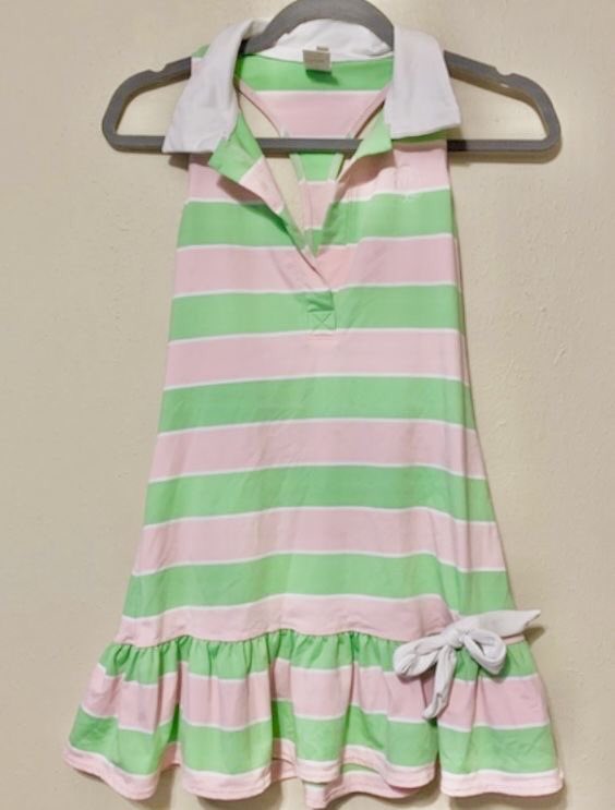 slim fit dress slacks Golf Course Pink Stripe Smocked Side Tie Dress – Classic Whimsy main image 0